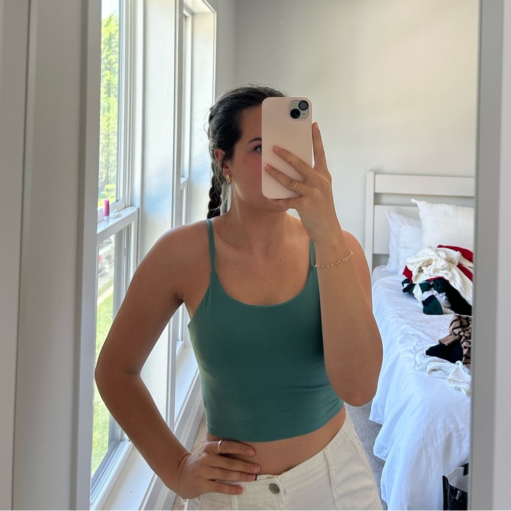 teal Amazon cropped workout top